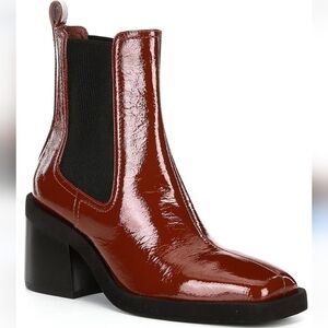 Gianni Bini Banks Crinkle Patent Square Toe Booties NEW Size 8.5